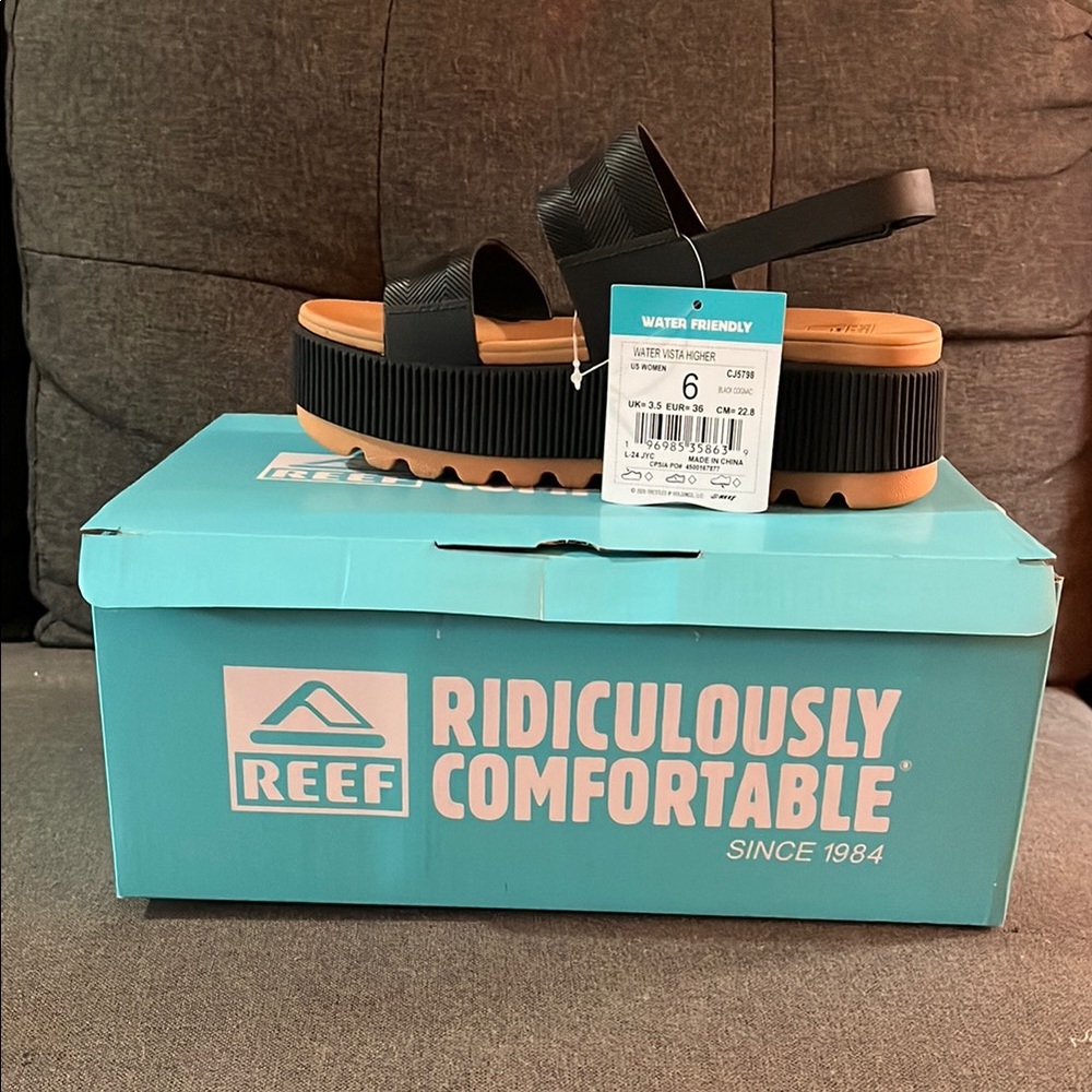 Reef Black Platform Sandals
